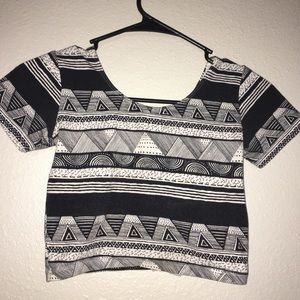 Black/White American Apparel  Patterned Crop Top